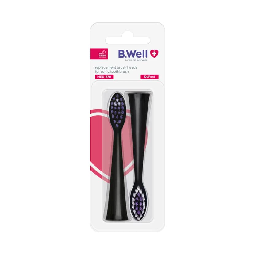 Toothbrush Heads Black 2pcs